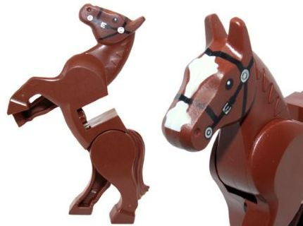 LEGO® Minifigure - Animals - Horse, Movable Legs with Black Eyes and Bridle, White Pupils and Long Blaze Pattern - 10352c01pb01
