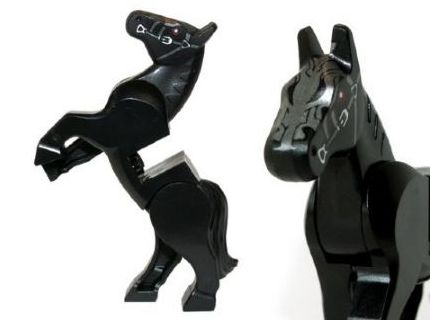 LEGO® Minifigure - Animals - Horse, Movable Legs with Dark Red Eyes, White Pupils and Pearl Dark Gray Bridle Pattern - 10352c01pb02