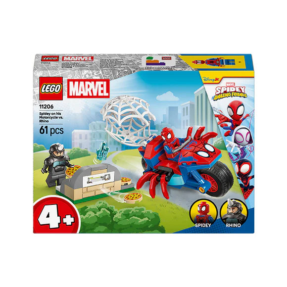 LEGO® ǀ Marvel Spidey And His Amazing Friends Spidey on his Motorcycle vs. Rhino - 11206 - 61 Piece Building Set