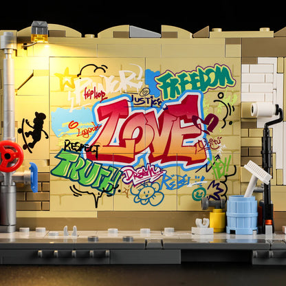 Lumibricks® | Funwhole® Graffiti Bus Stop — Street Fusion Modular with LED Lights — F9066 — 514 Piece Building Set