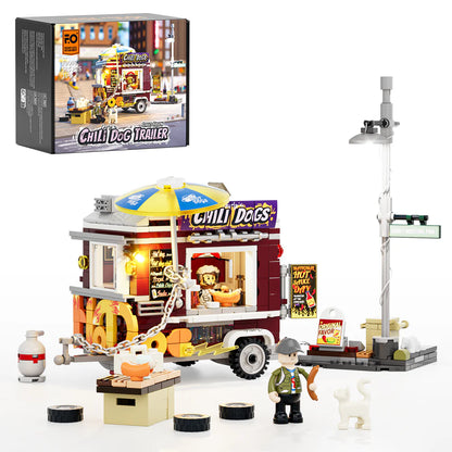 Lumibricks® | Funwhole® Chili Dog Trailer — Street Fusion Hot Food Truck with LED Lights — F9046 — 515 Piece Building Set