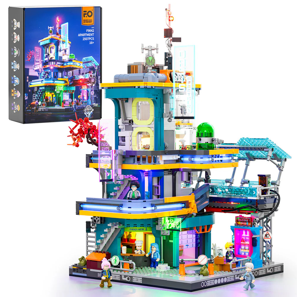 Lumibricks® | Funwhole® Cyberpunk Mansion — Future City Modular Building with LED Lights — F9042 — 2524 Piece Building Set