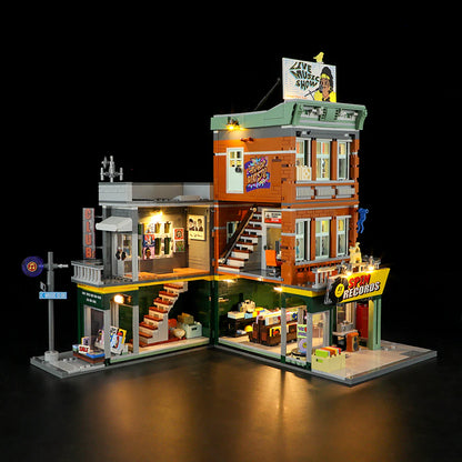 Lumibricks® Record Store — Street Fusion Modular City Audio Shop with LED Lights — F9058 — 1980 Piece Building Set