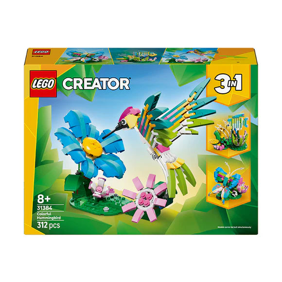 LEGO® Creator 3 in1 Wild Animals: Colourful Hummingbird Decor - 31384 - 312 Piece Building Set