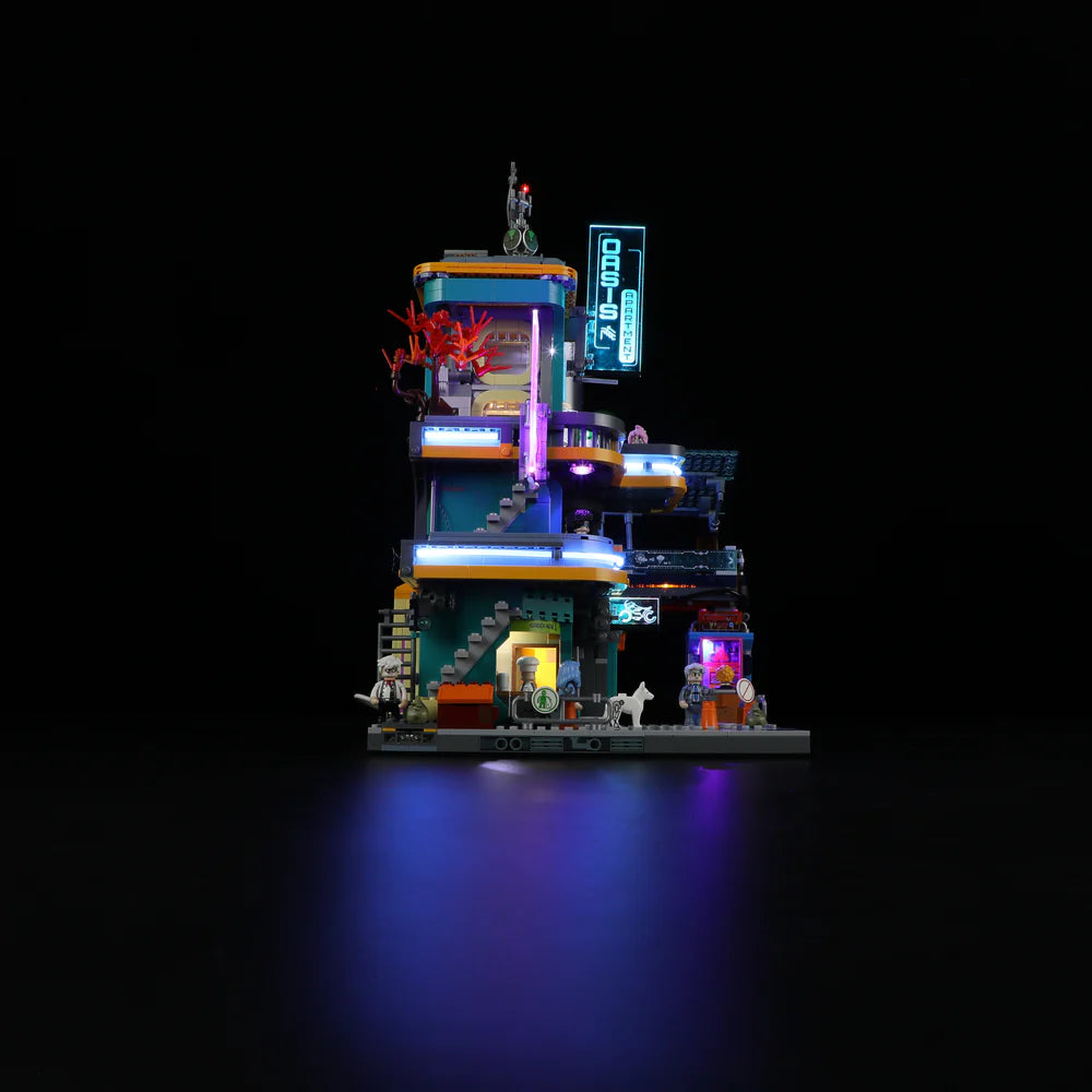 Lumibricks® | Funwhole® Cyberpunk Mansion — Future City Modular Building with LED Lights — F9042 — 2524 Piece Building Set