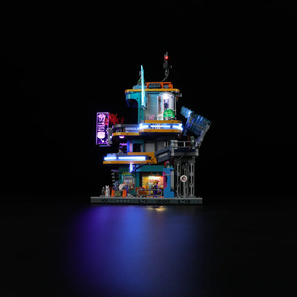 Lumibricks® | Funwhole® Cyberpunk Mansion — Future City Modular Building with LED Lights — F9042 — 2524 Piece Building Set