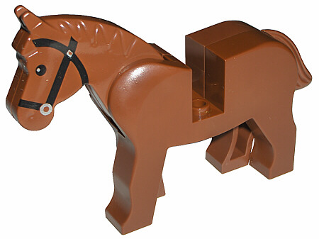LEGO® Minifigure - Animals - Horse with Black Eyes, Silver Pupils and Black Bridle Pattern - 4493c01pb05