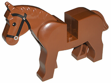LEGO® Minifigure - Animals - Horse with Black Eyes, Silver Pupils and Black Bridle Pattern - 4493c01pb05