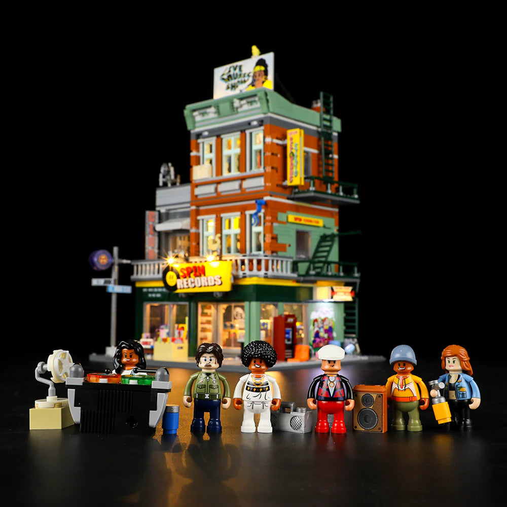 Lumibricks® Record Store — Street Fusion Modular City Audio Shop with LED Lights — F9058 — 1980 Piece Building Set