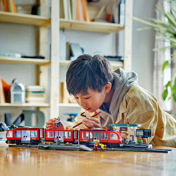 LEGO® City Downtown Tram and Station | 60423 | 811 Piece Building Set