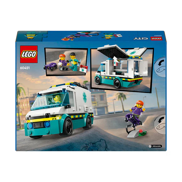 LEGO® City Emergency Ambulance Toy Truck - 60451 - 184 Piece Building Set