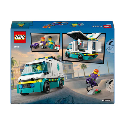 LEGO® City Emergency Ambulance Toy Truck - 60451 - 184 Piece Building Set