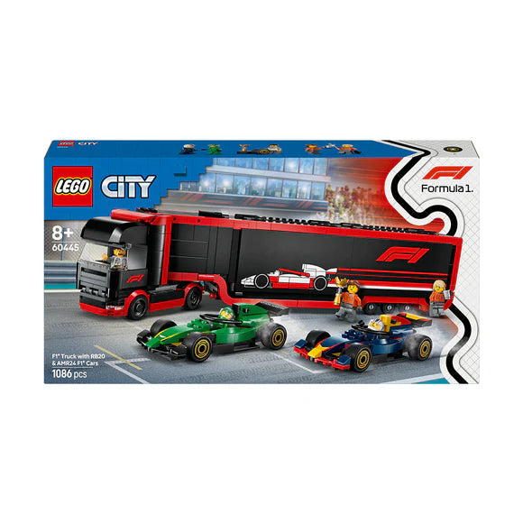 LEGO® City F1® Truck with RB20 & AMR24 F1® Cars Toy Racing Transporter Set - 60445 - 1086 Piece Building Set