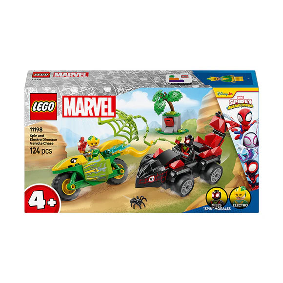 LEGO® Marvel Spidey and his Amazing Friends Spin and Electro Dinosaur Vehicle Chase - 11198 - 124 Piece Building Set