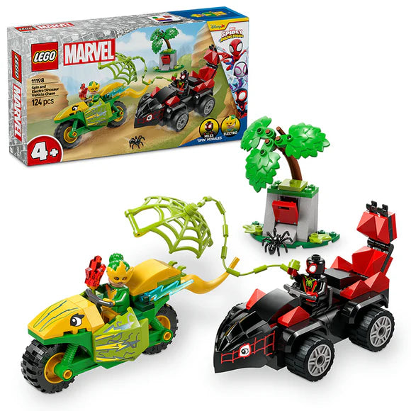 LEGO® Marvel Spidey and his Amazing Friends Spin and Electro Dinosaur Vehicle Chase - 11198 - 124 Piece Building Set