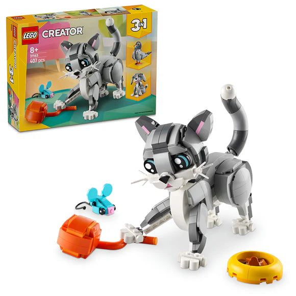 LEGO® Creator 3in1 Playful Cat Figure, Toy Animal Set - 31163 - 407 Piece Building Set