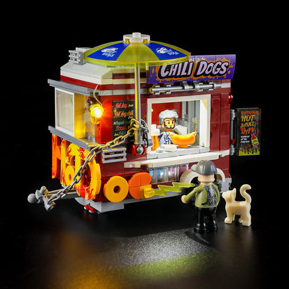 Lumibricks® | Funwhole® Chili Dog Trailer — Street Fusion Hot Food Truck with LED Lights — F9046 — 515 Piece Building Set