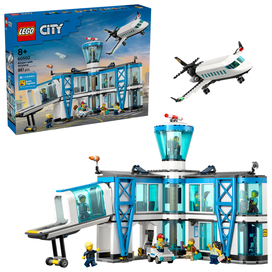 LEGO® City Airport with Airplane — 60502 — 887 Piece Building Set
