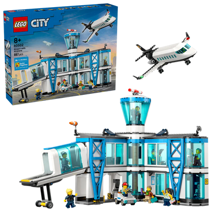 LEGO® City Airport with Airplane — 60502 — 887 Piece Building Set