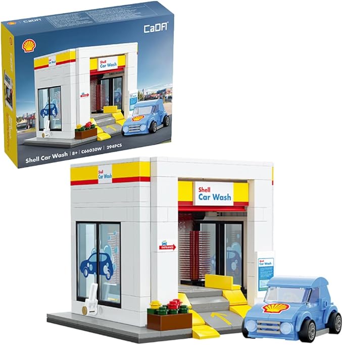 CADA 291-Piece Shell Small Car Wash Facility — Compatible Building Set