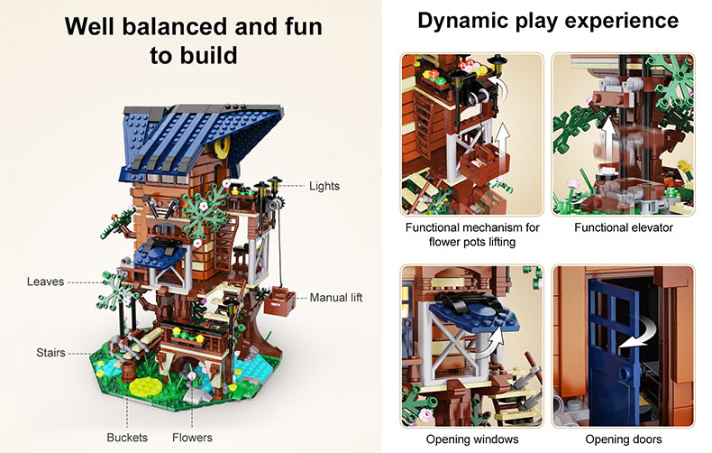 CaDA Four Season Story Tree Shack - C66004W - 1155 Piece Building Set | Brick N Build