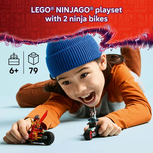 LEGO® NINJAGO® Kai’s Motorcycle Speed Race with 2 Ninja Bike Toys - 71838 - 79 Piece Building Set