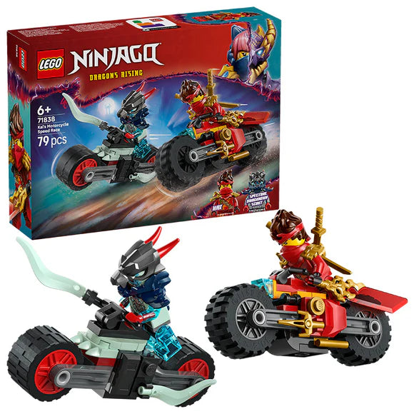 LEGO® NINJAGO® Kai’s Motorcycle Speed Race with 2 Ninja Bike Toys - 71838 - 79 Piece Building Set