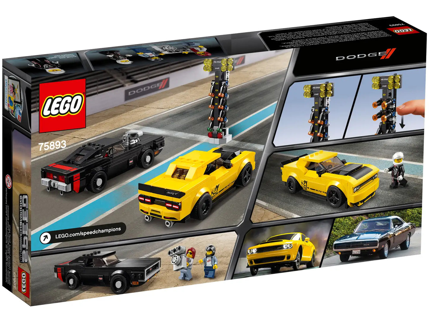 LEGO® Speed Champions 2018 Dodge Challenger SRT Demon and 1970 Dodge Charger R/T Race Cars - 75893 - 478 Piece Building Set