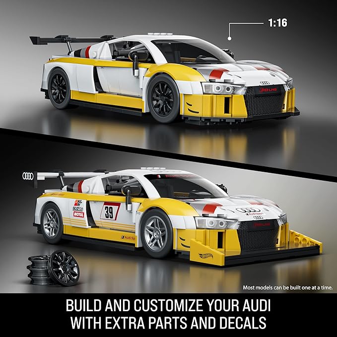 MATTEL BRICK SHOP™ Hot Wheels® Elite Series 2015 Audi R8 LMS - 820 Piece Building Set - 1:16 scale