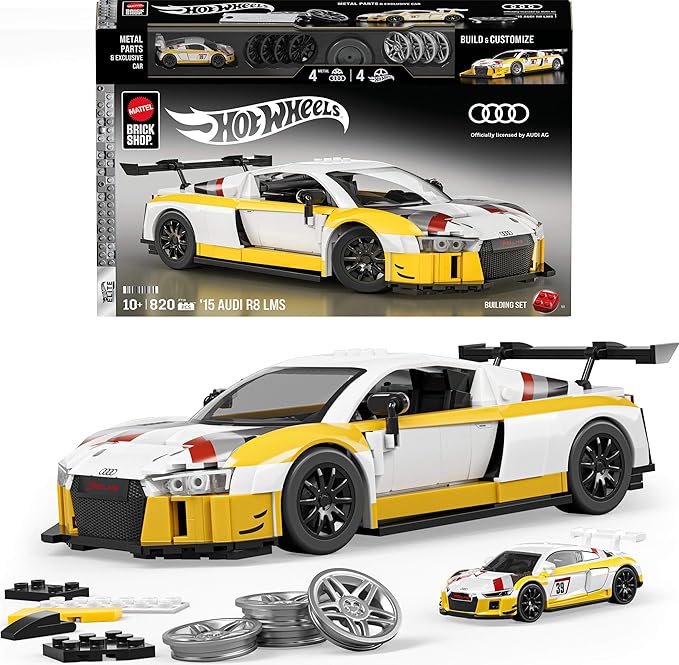 MATTEL BRICK SHOP™ Hot Wheels® Elite Series 2015 Audi R8 LMS - 820 Piece Building Set - 1:16 scale