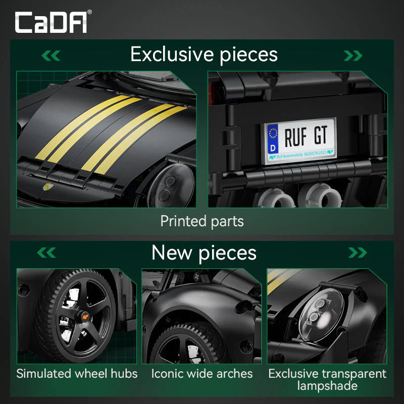 CaDA 1:10 RUF GT - C63006W - 1655 Piece Building Set | Brick N Build