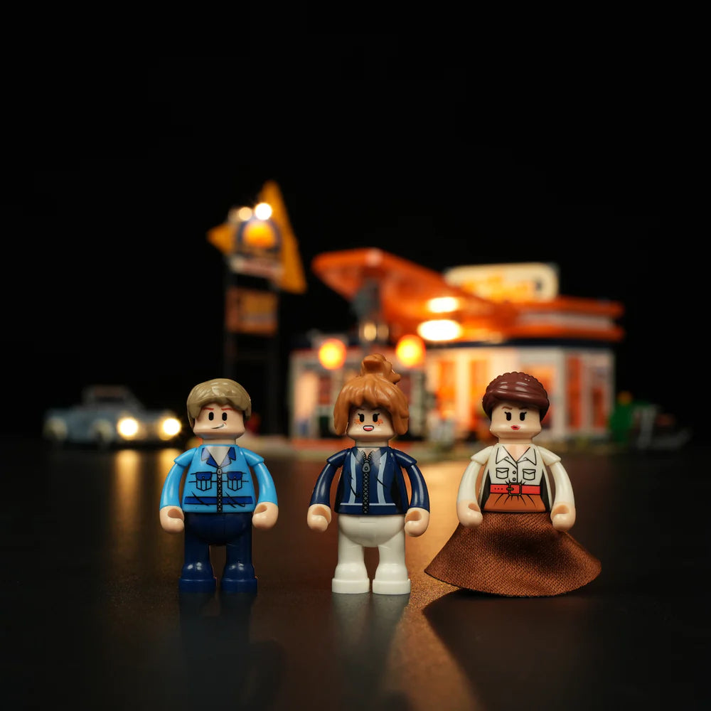 Lumibricks® Gas Station Road Trip — Modular Car Service Station with LED Lights — F9065 — 1608 Piece Building Set
