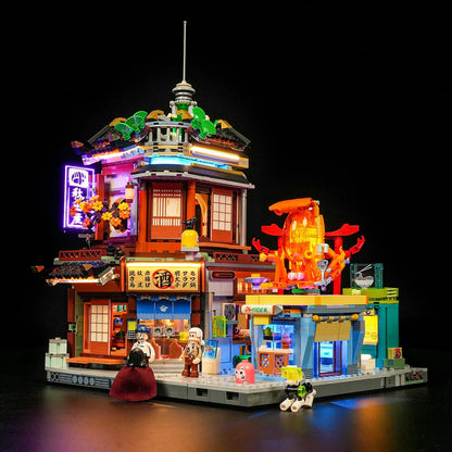 Lumibricks® | Funwhole® Cyberpunk Japanese Izakaya — Future City Pub with LED Lights — F9073 — 1987 Piece Building Set