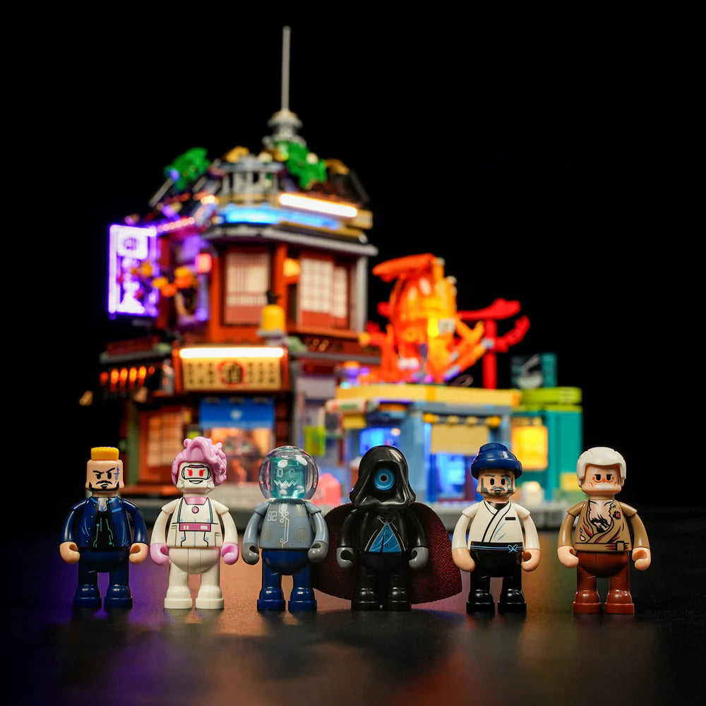Lumibricks® | Funwhole® Cyberpunk Japanese Izakaya — Future City Pub with LED Lights — F9073 — 1987 Piece Building Set