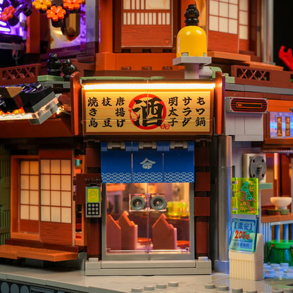 Lumibricks® | Funwhole® Cyberpunk Japanese Izakaya — Future City Pub with LED Lights — F9073 — 1987 Piece Building Set