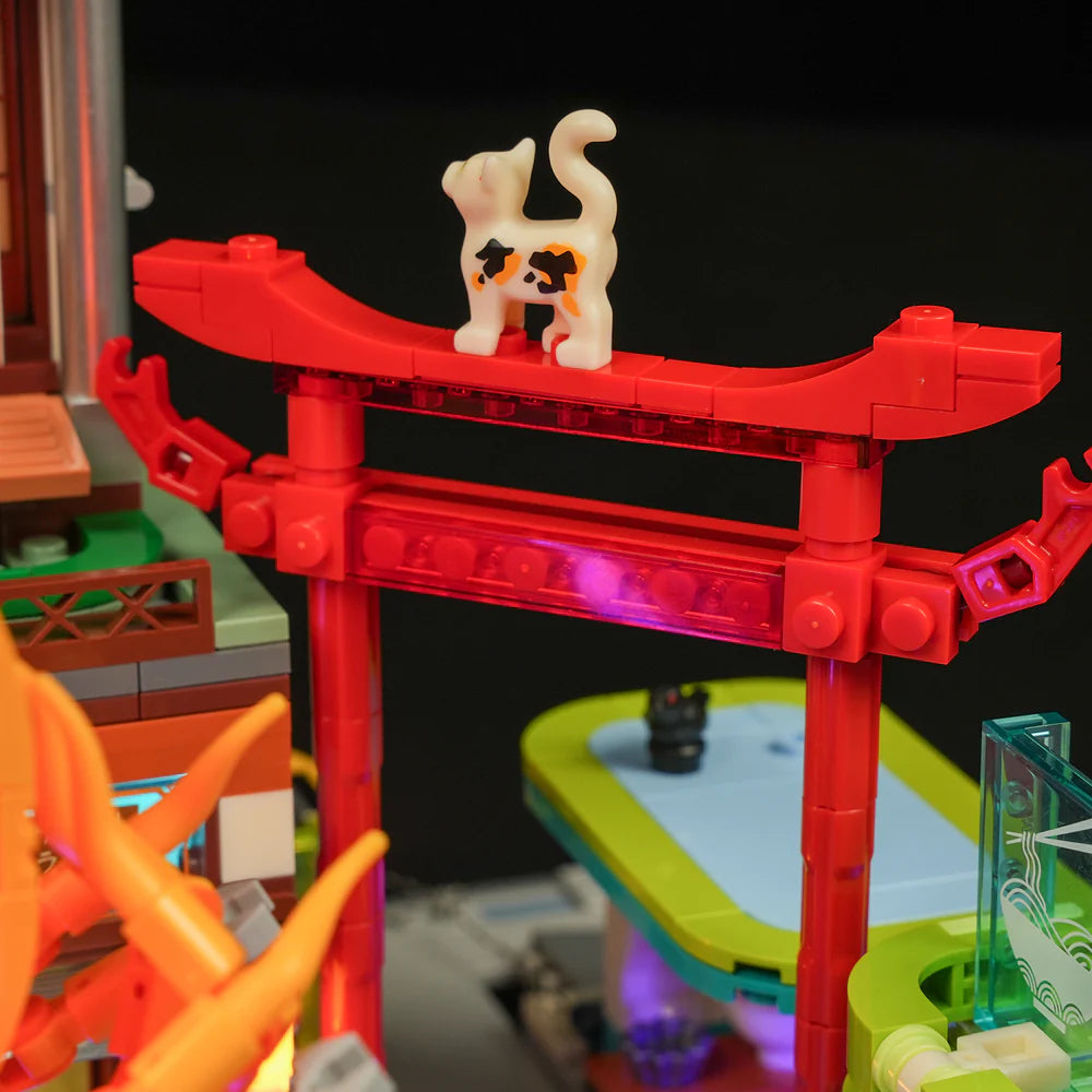 Lumibricks® | Funwhole® Cyberpunk Japanese Izakaya — Future City Pub with LED Lights — F9073 — 1987 Piece Building Set