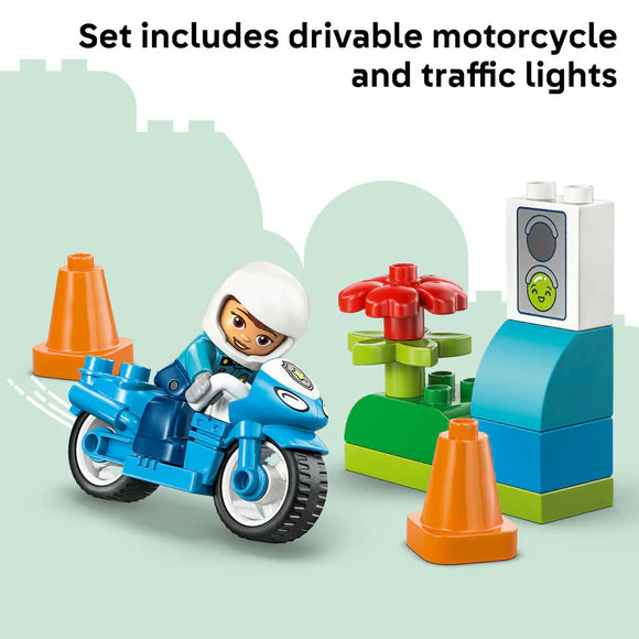 LEGO® DUPLO® Town Blue Police Motorcycle 10471 – 11 Piece Kids Playset