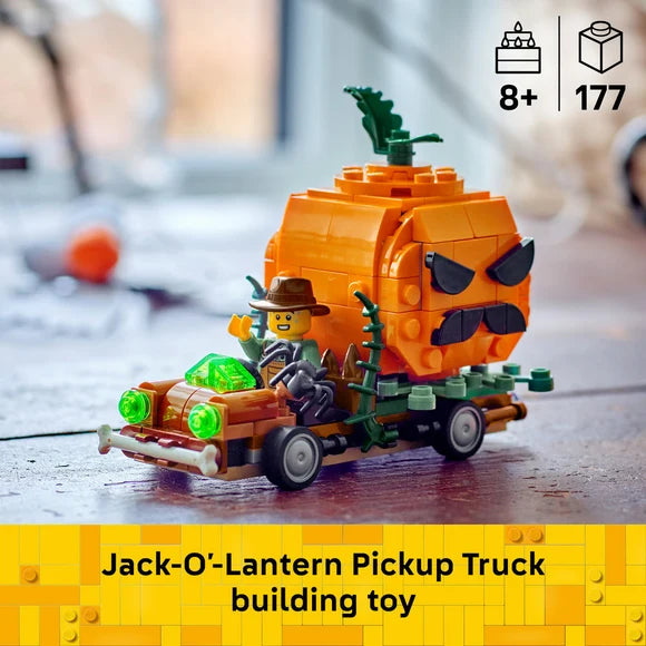 LEGO® Iconic Jack-O'-Lantern Pickup Truck — Halloween — 40822 — 177 Piece Building Set