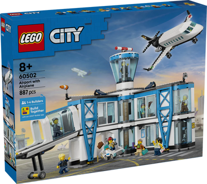 LEGO® City Airport with Airplane — 60502 — 887 Piece Building Set