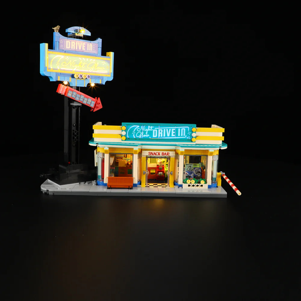 Lumibricks® Night Glow Drive-In Theater — Modular Building with LED Lights — L9081 — 1760 Piece Building Set