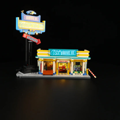 Lumibricks® Night Glow Drive-In Theater — Modular Building with LED Lights — L9081 — 1760 Piece Building Set