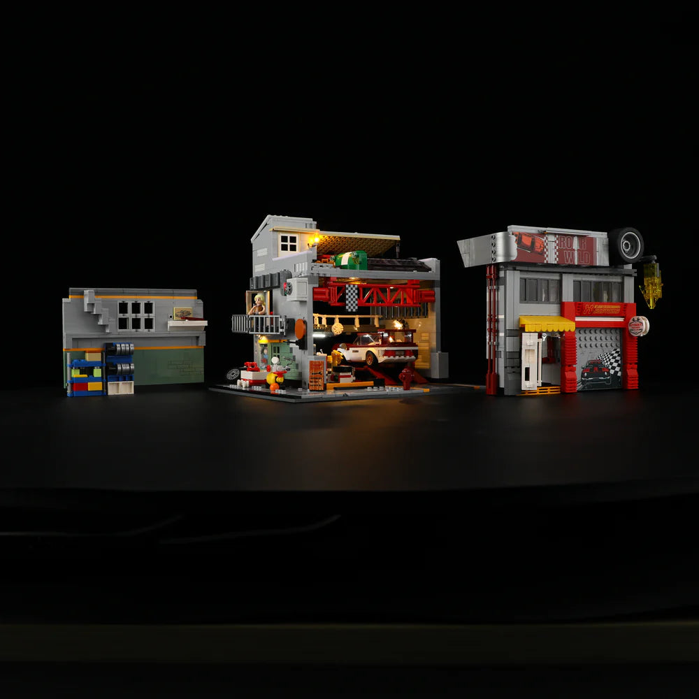 Lumibricks® Street MOD Garage — Street Fusion Modular Car Modification Shop with LED Lights — L9088 — 1935 Piece Building Set