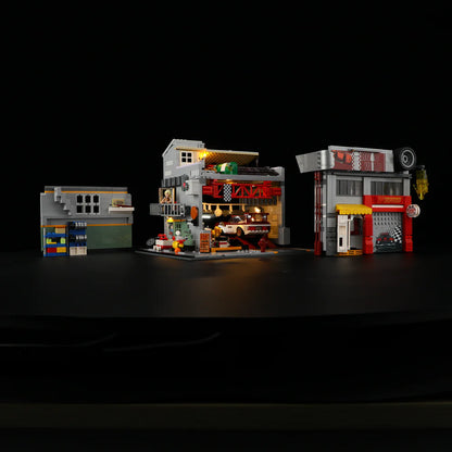 Lumibricks® Street MOD Garage — Street Fusion Modular Car Modification Shop with LED Lights — L9088 — 1935 Piece Building Set