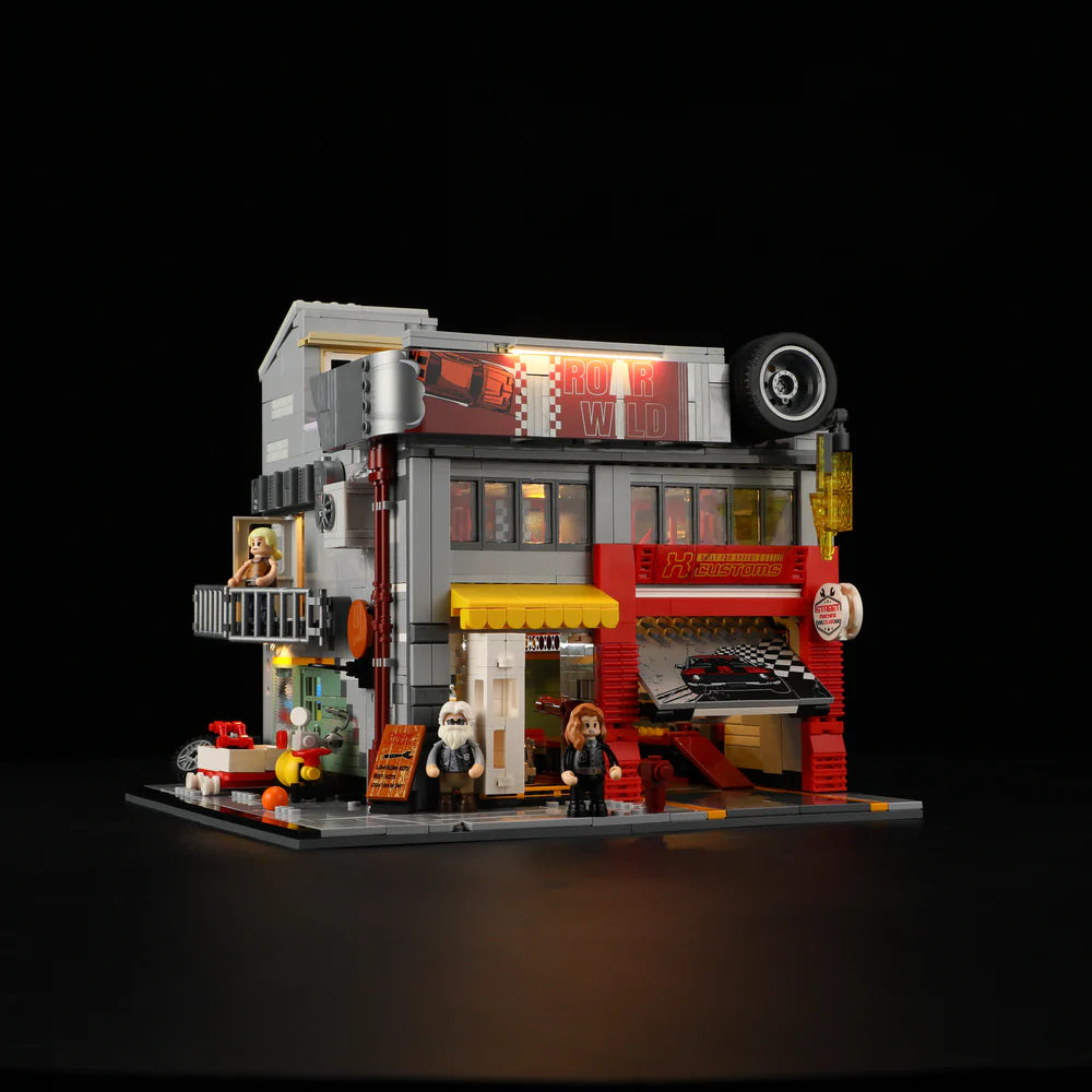 Lumibricks® Street MOD Garage — Street Fusion Modular Car Modification Shop with LED Lights — L9088 — 1935 Piece Building Set