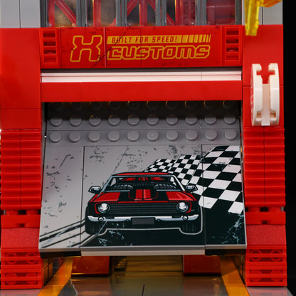 Lumibricks® Street MOD Garage — Street Fusion Modular Car Modification Shop with LED Lights — L9088 — 1935 Piece Building Set