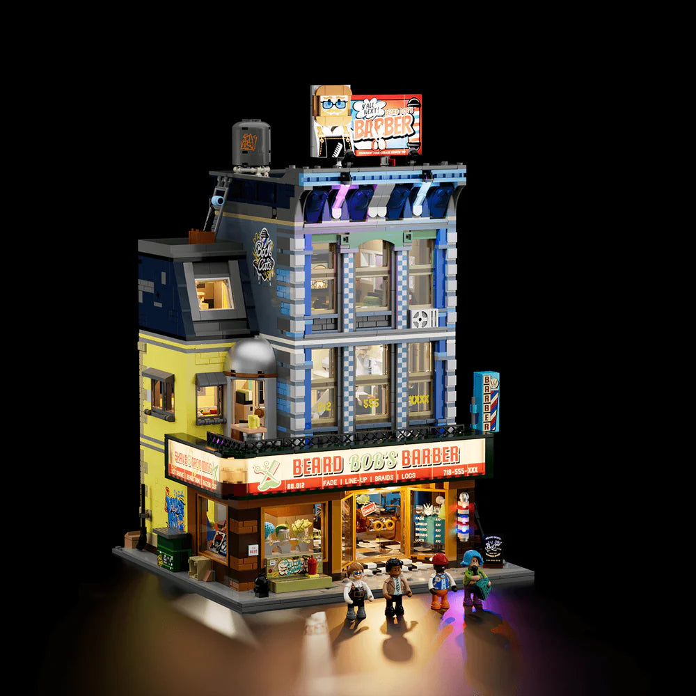 Lumibricks® Barbershop — Street Fusion Modular City Building with LED Lights — 19012 — 2557 Piece Building Set