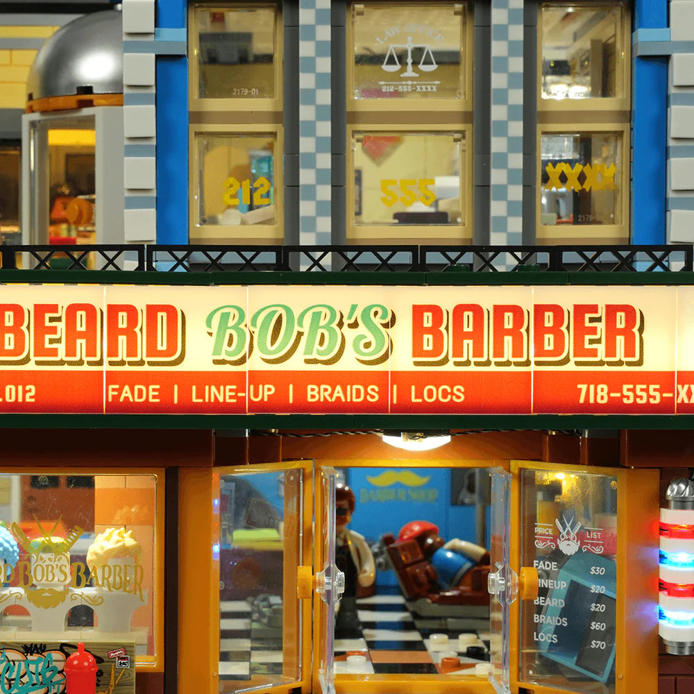Lumibricks® Barbershop — Street Fusion Modular City Building with LED Lights — 19012 — 2557 Piece Building Set