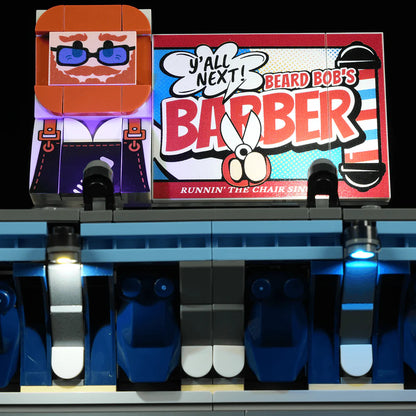 Lumibricks® Barbershop — Street Fusion Modular City Building with LED Lights — 19012 — 2557 Piece Building Set