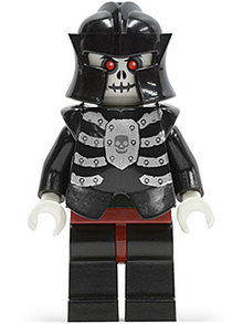 LEGO® Minifigure - Castle - Fantasy Era - Skeleton Warrior 4, White, Black Breastplate and Helmet, Dark Red Hips and Black Legs - cas330