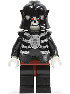 LEGO® Minifigure - Castle - Fantasy Era - Skeleton Warrior 4, White, Black Breastplate and Helmet, Dark Red Hips and Black Legs - cas330